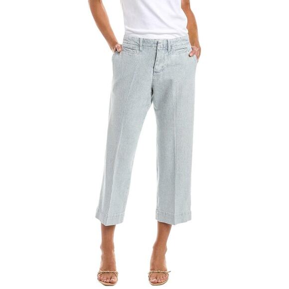 FRAME Le Tomboy Stripe Denim Trousers Jeans In Bleached Stripe - Picture 1 of 6